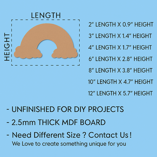 Rainbow With Clouds MDF Cutout