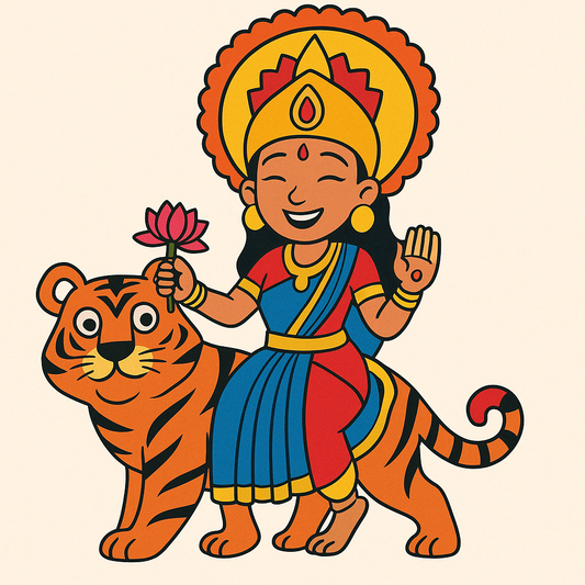 Goddess Durga On Lion Pre-Marked Cutout