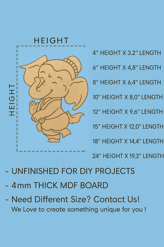 Baby Ganesha MDF Pre-Marked Cutout