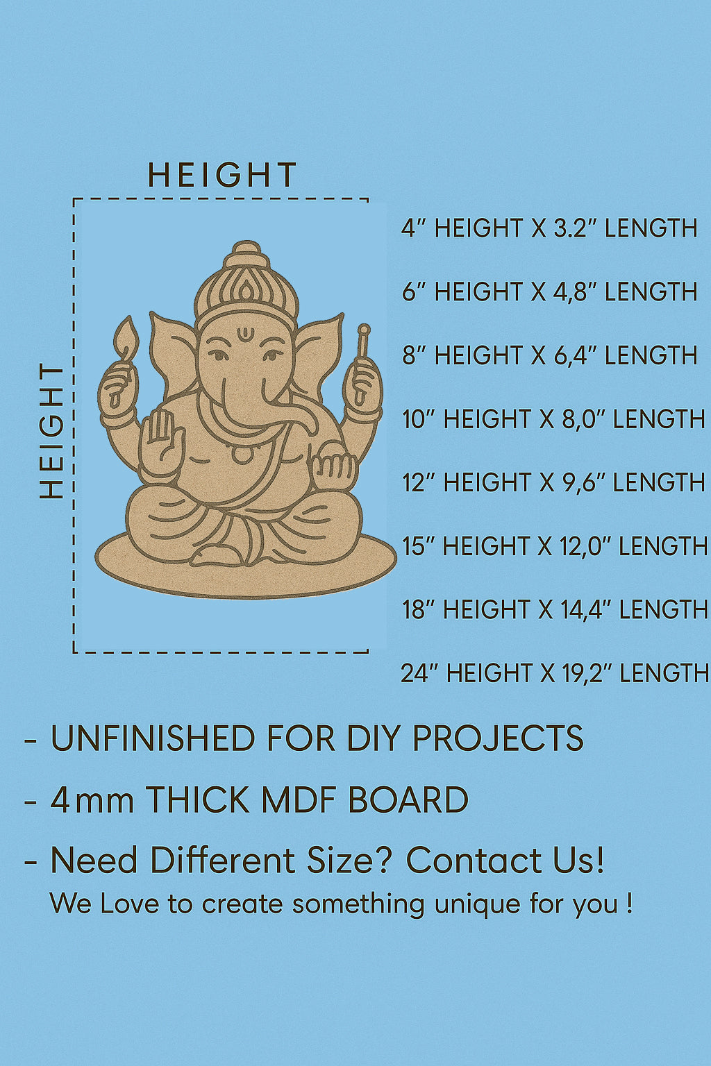 Ganesh Ji MDF Pre-Marked Cutout