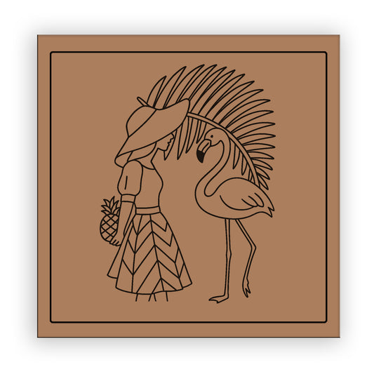 Girl with Bird Pre-marked Design for painting