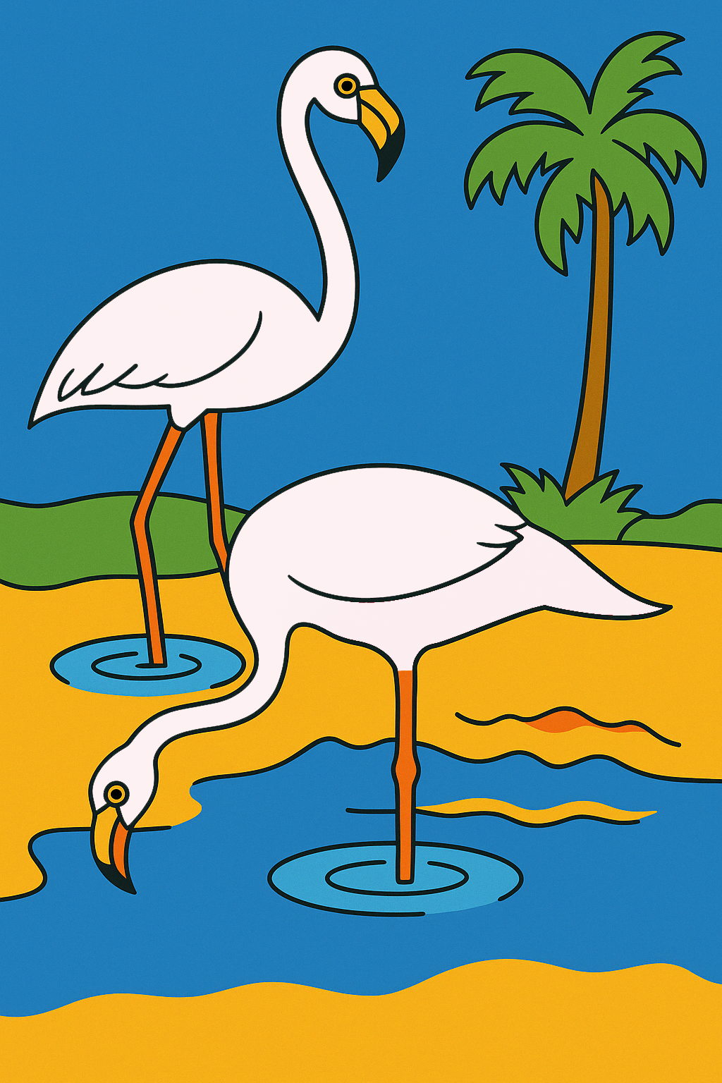 Flamingoes Pre-marked Design for painting