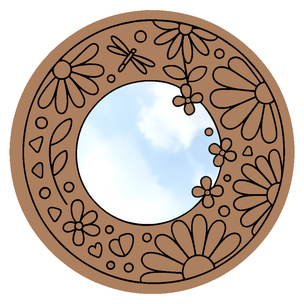 MDF Engraved Flower Design Mirror Base