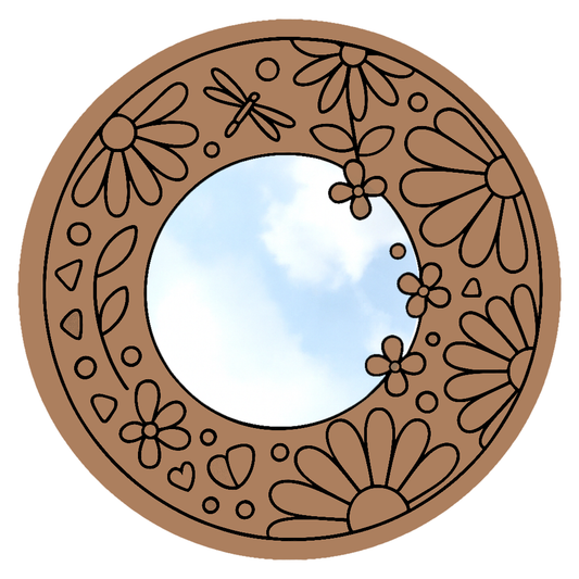 MDF Engraved Flower Design Mirror Base
