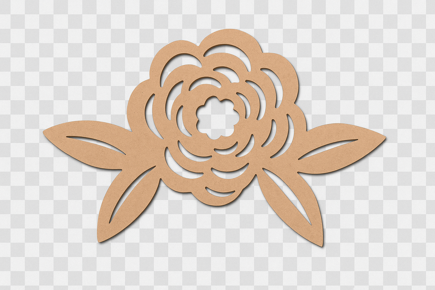 Flower With Leaves MDF Cutout