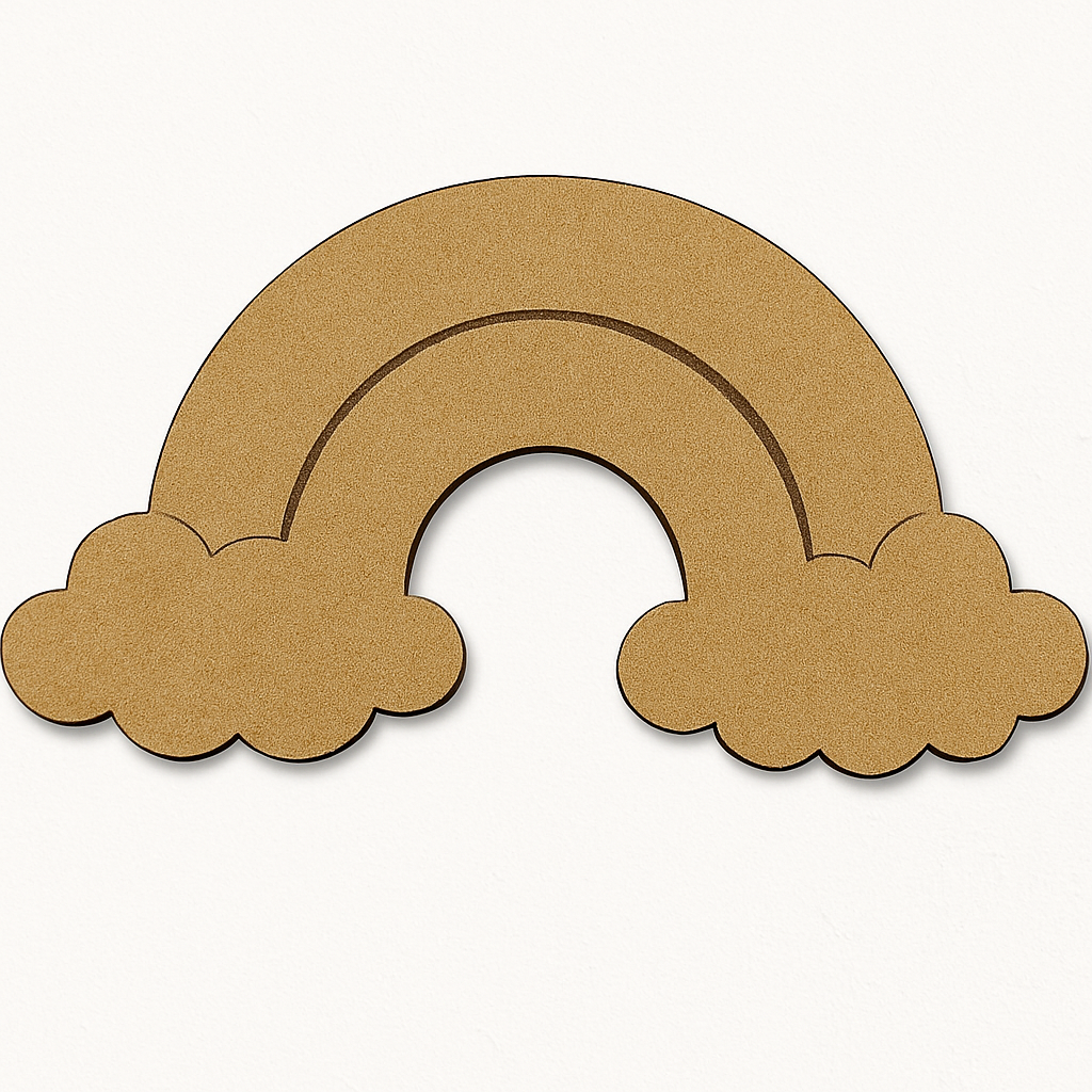 Rainbow With Clouds MDF Cutout