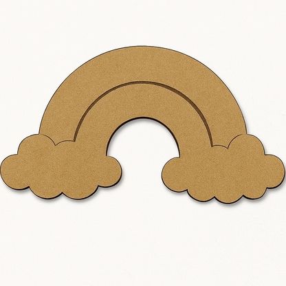 Rainbow With Clouds MDF Cutout
