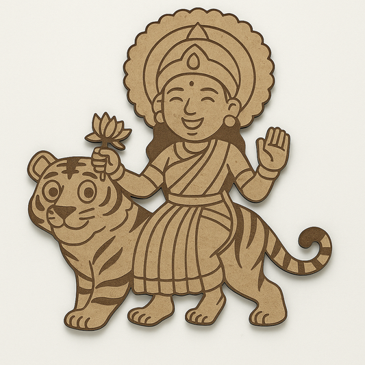 Goddess Durga On Lion Pre-Marked Cutout