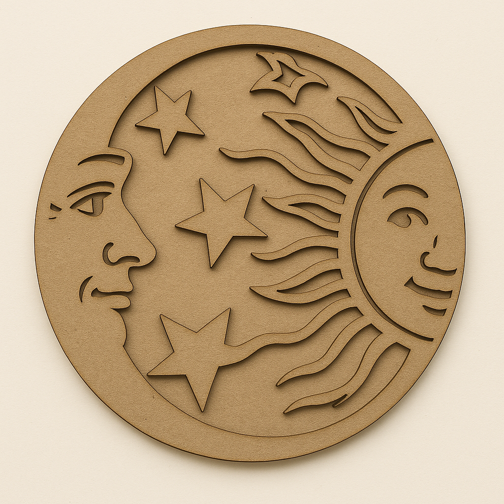 Sun, Moon & Star MDF Cutout