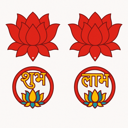 MDF Lotus Shubh Labh Premarked Cutouts