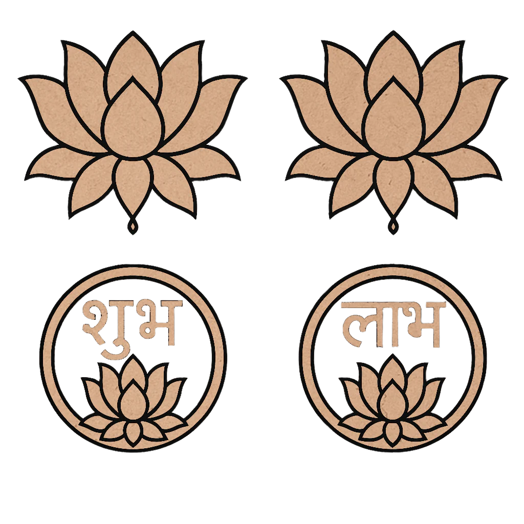 MDF Lotus Shubh Labh Premarked Cutouts