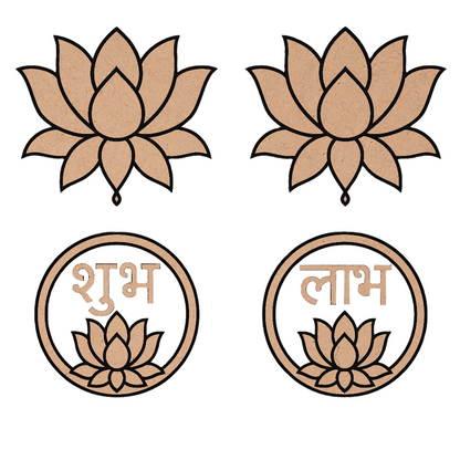 MDF Lotus Shubh Labh Premarked Cutouts