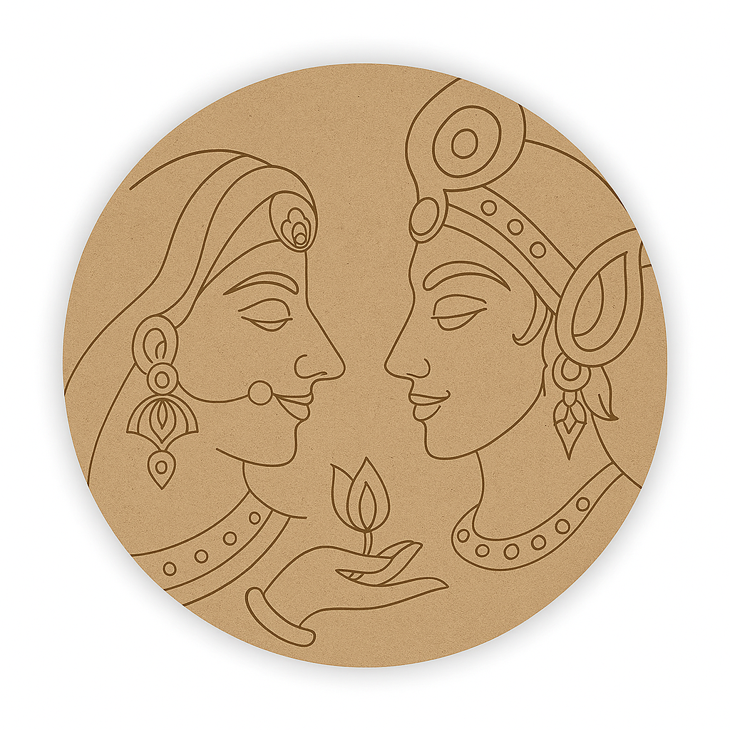 MDF Pre Marked Radhe Krishna Round