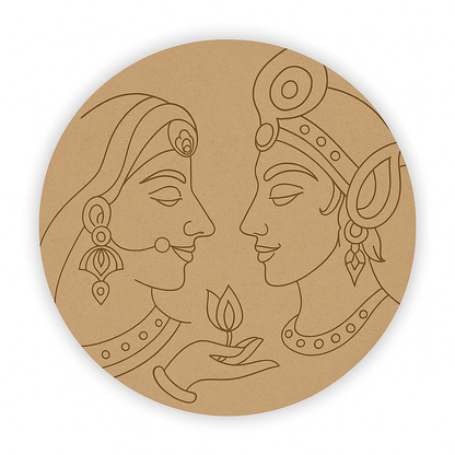 MDF Pre Marked Radhe Krishna Round