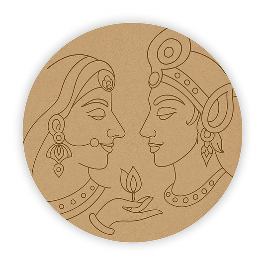 MDF Pre Marked Radhe Krishna Round