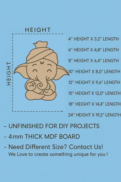 Baby Ganesha MDF Pre-Marked Cutout