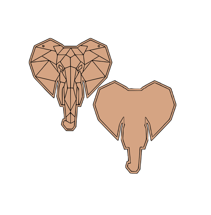 Geometric Elephant MDF Puzzle